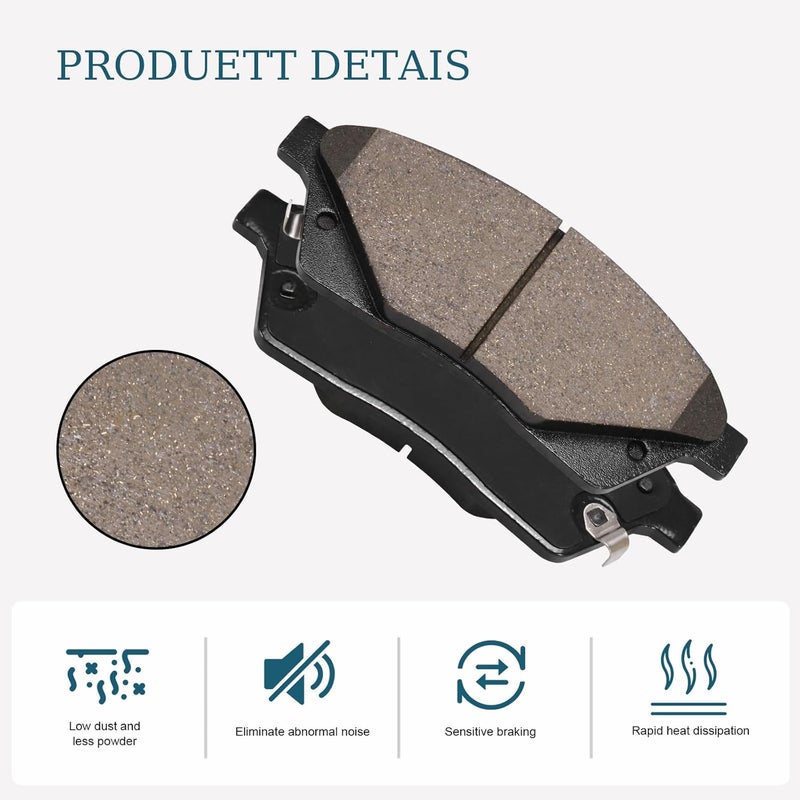 HECHENQICHE Front Ceramic Brake Pads with Hardware Kit for Select Cadillac and Saab Models - SRX 2010-2016, 9-4X 2011, HZ1422 - Image 5